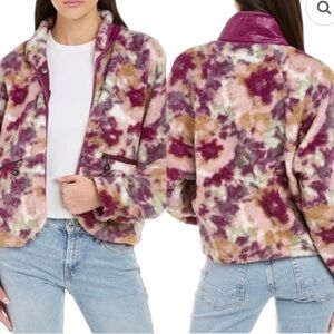 Calme by Johnny Was Purple Floral Printed Fleece Jacket